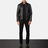 Alan Black Leather Biker Jacket Fashion Hipe