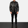 Black Leather Bomber Jacket Fashion Hipe