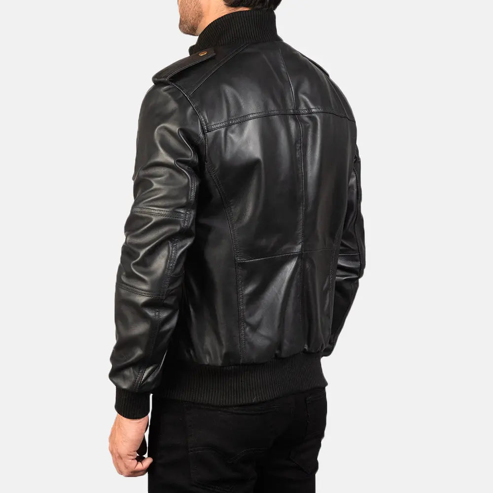 Black Leather Bomber Jacket Fashion Hipe