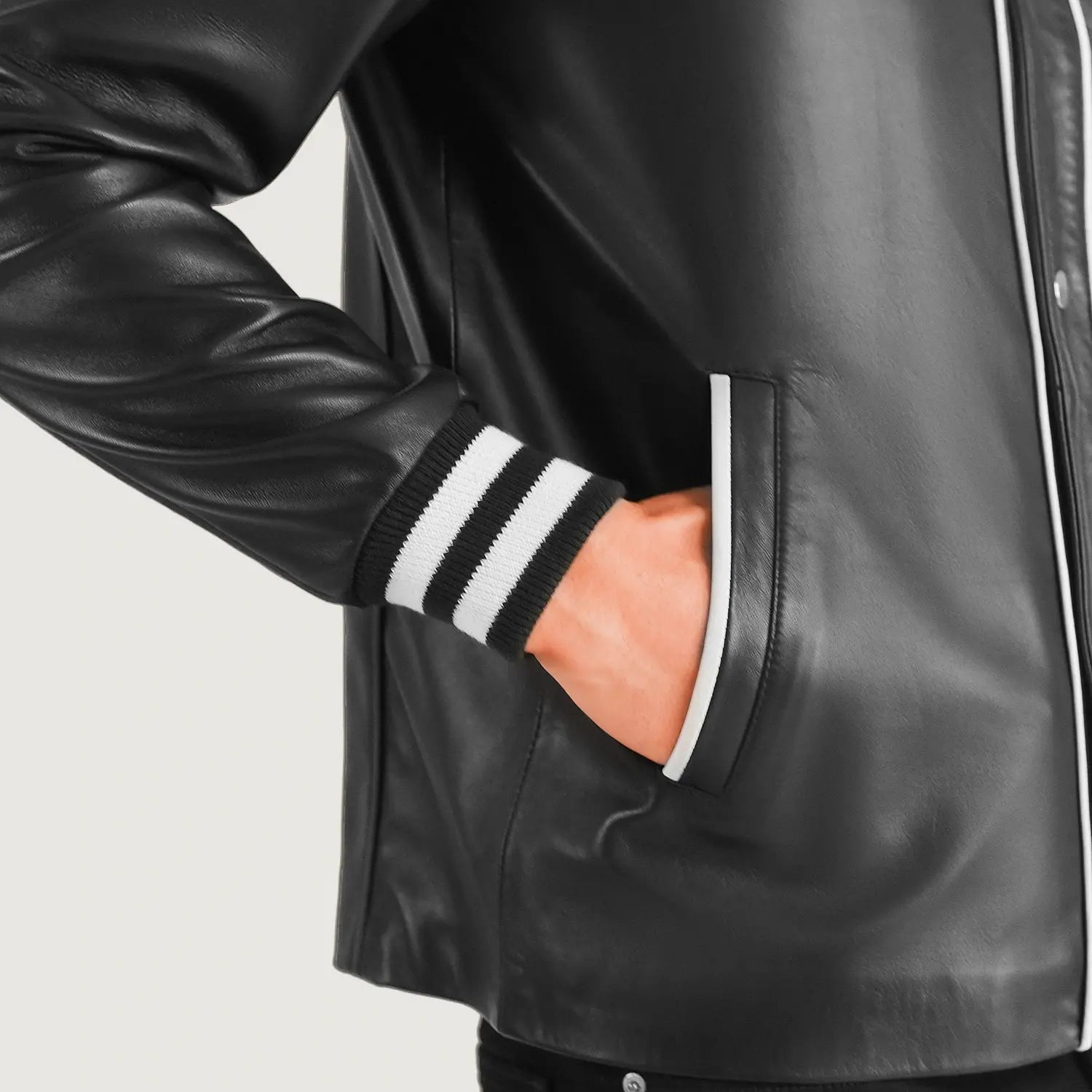 Black Leather Varsity Jacket Fashion Hipe