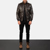 Brown Leather Bomber Jacket Fashion Hipe