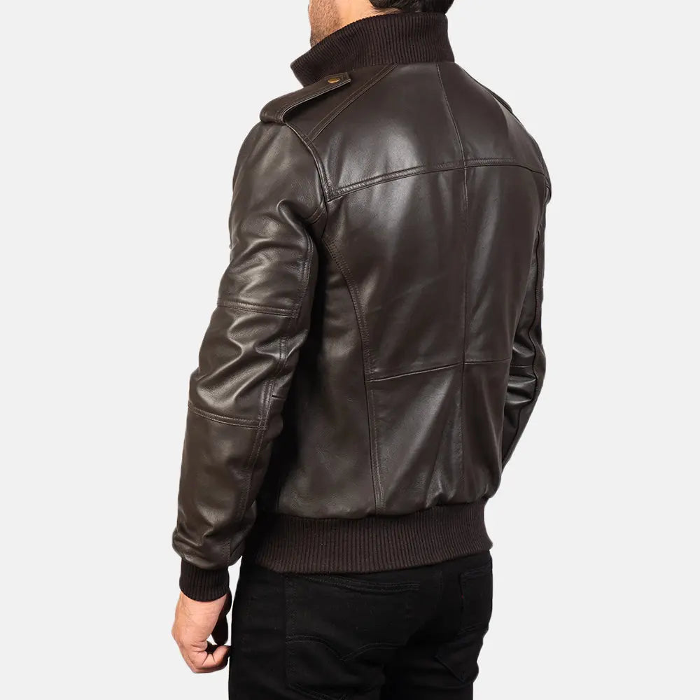 Brown Leather Bomber Jacket Fashion Hipe