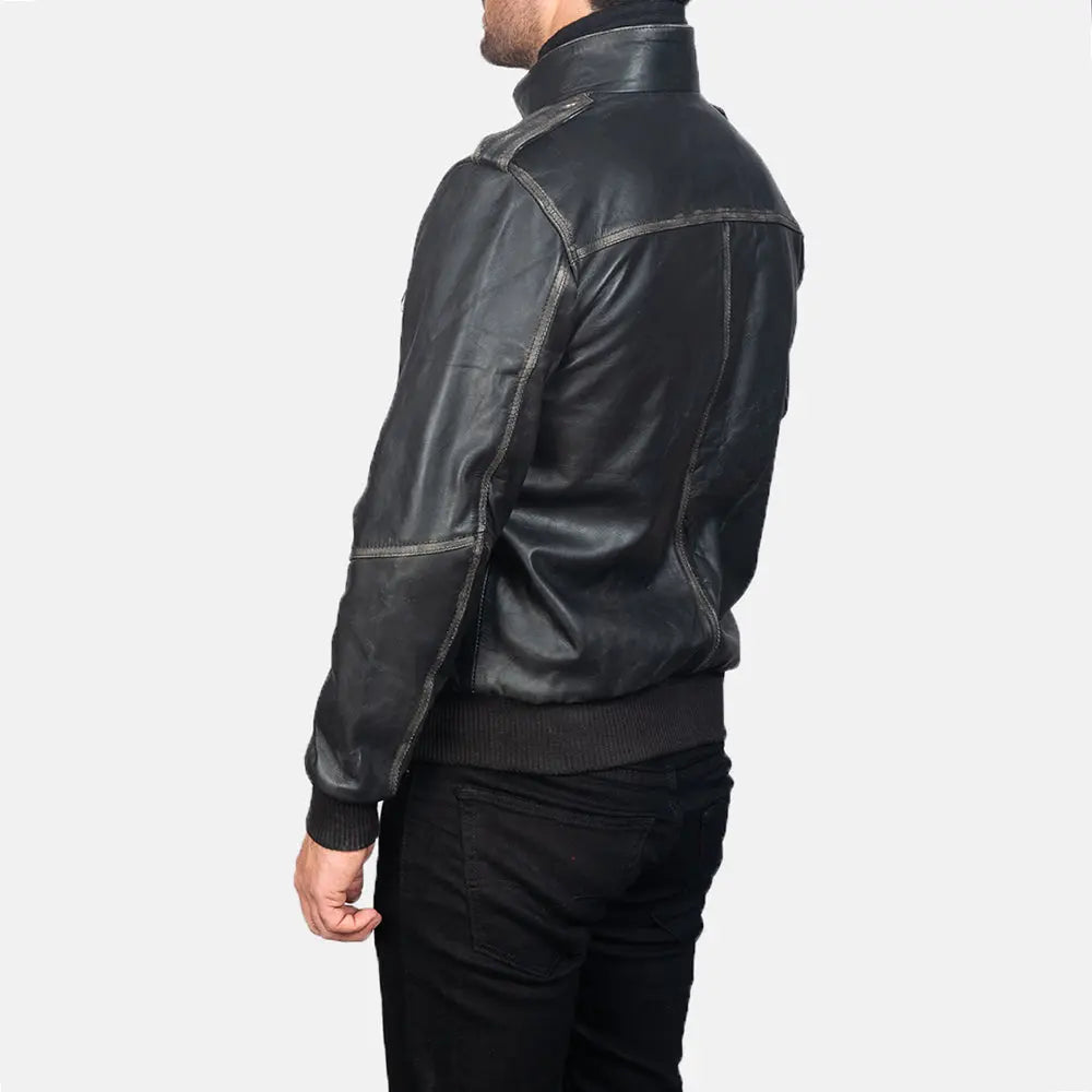 GlenS Black Leather Bomber Jacket Fashion Hipe