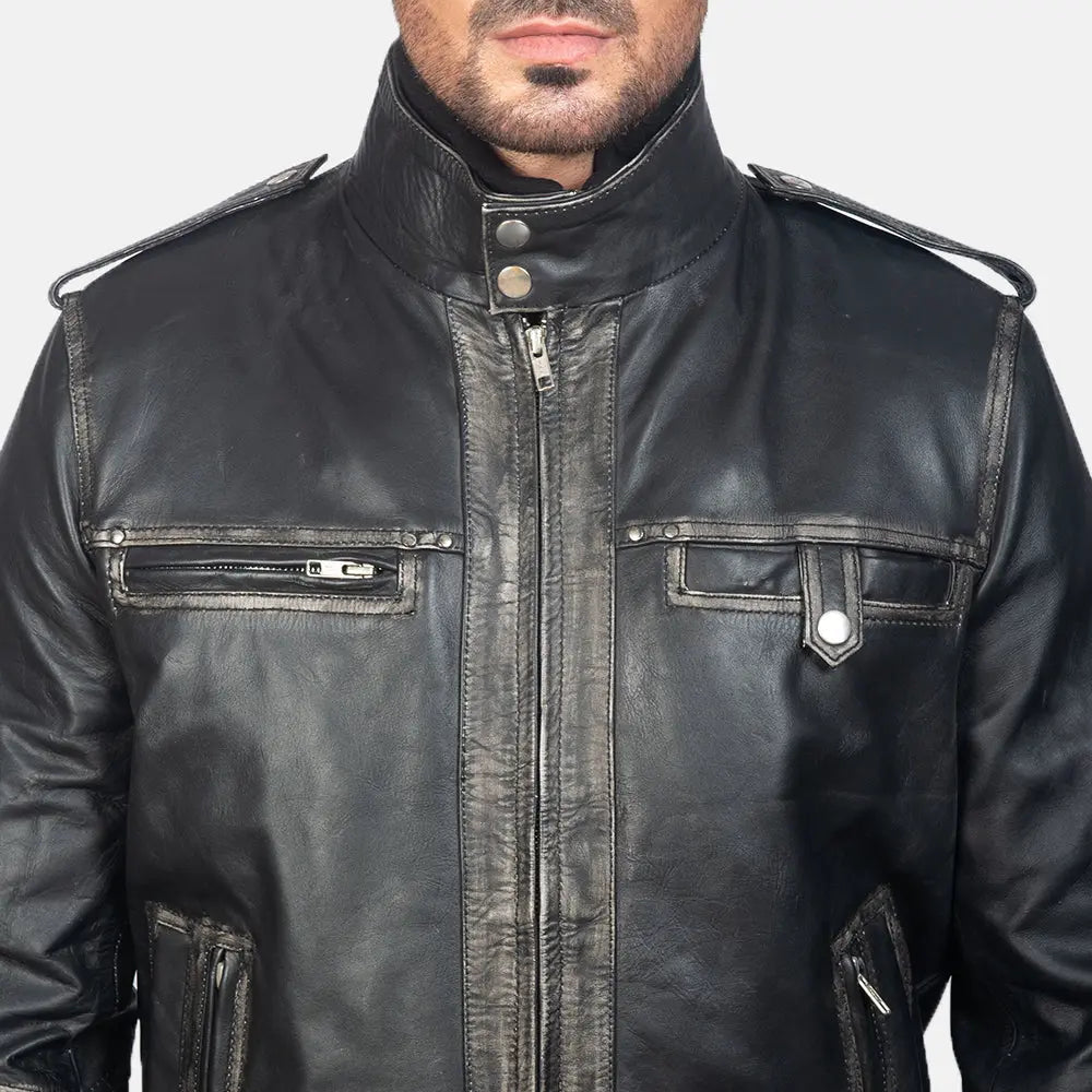 GlenS Black Leather Bomber Jacket Fashion Hipe