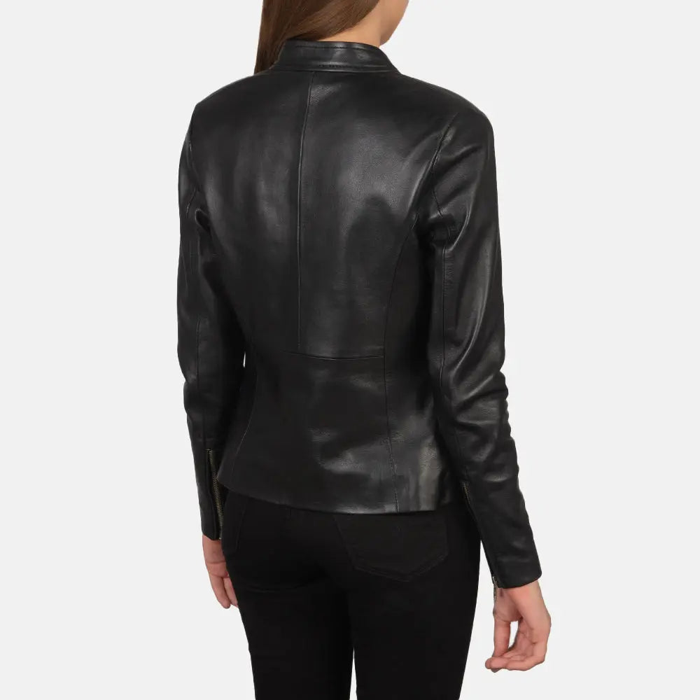 Lisa Black Leather Biker Jacket Fashion Hipe