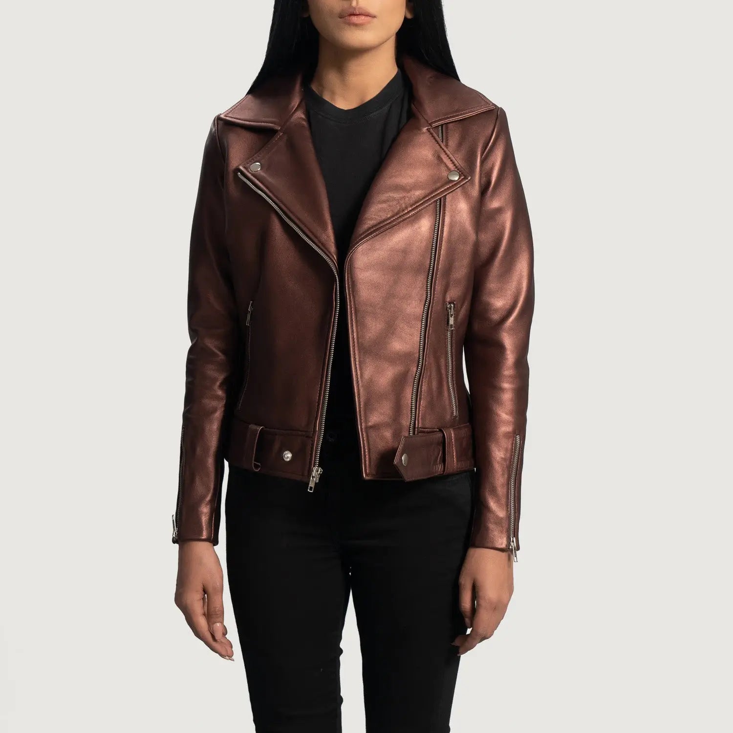 Maroon Leather Biker Jacket Fashion Hipe