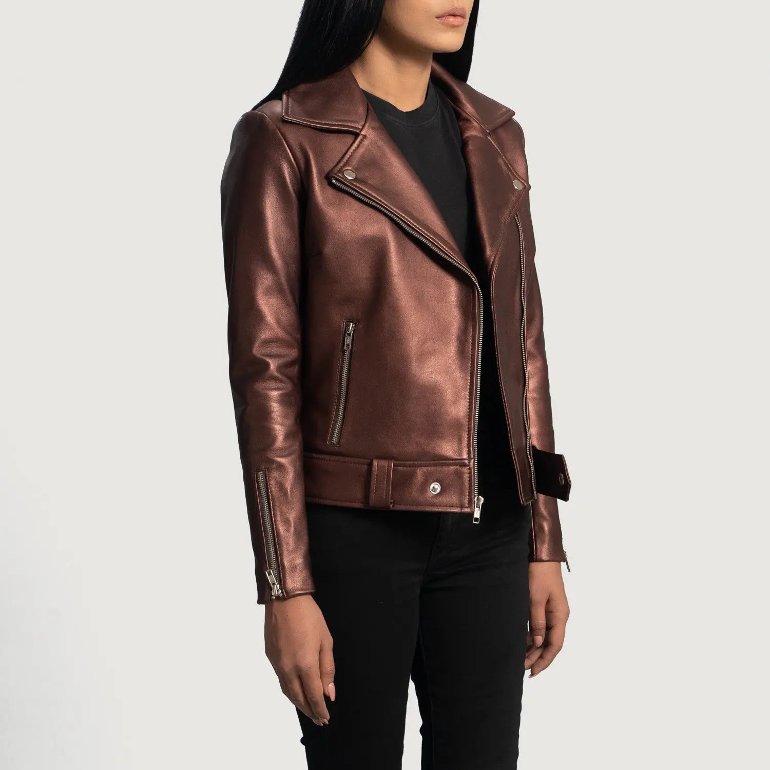 Maroon Leather Biker Jacket Fashion Hipe