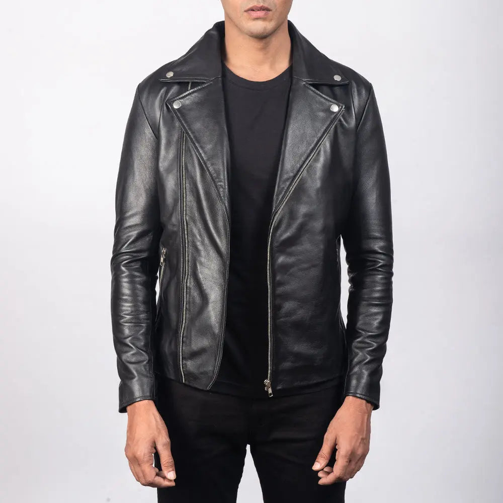 Mono Black Leather Biker Jacket Fashion Hipe