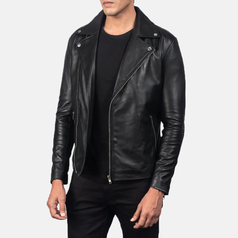 Mono Black Leather Biker Jacket Fashion Hipe