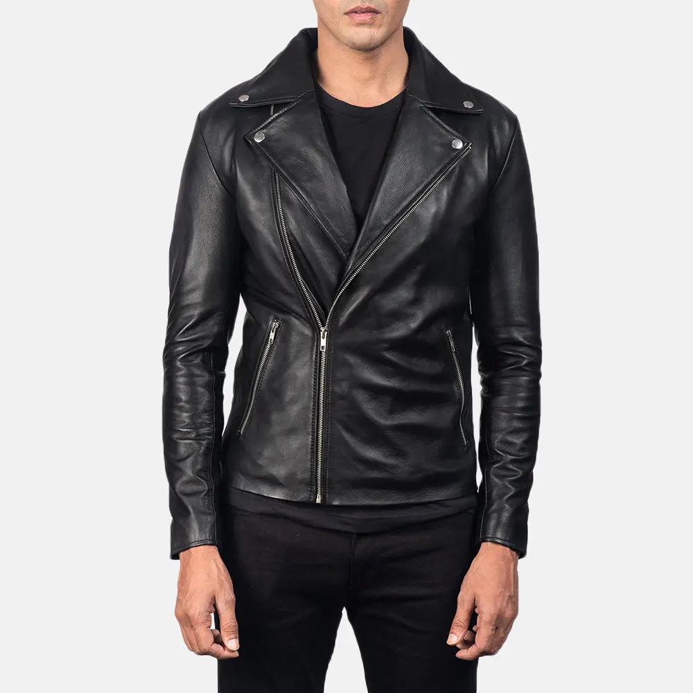 Mono Black Leather Biker Jacket Fashion Hipe