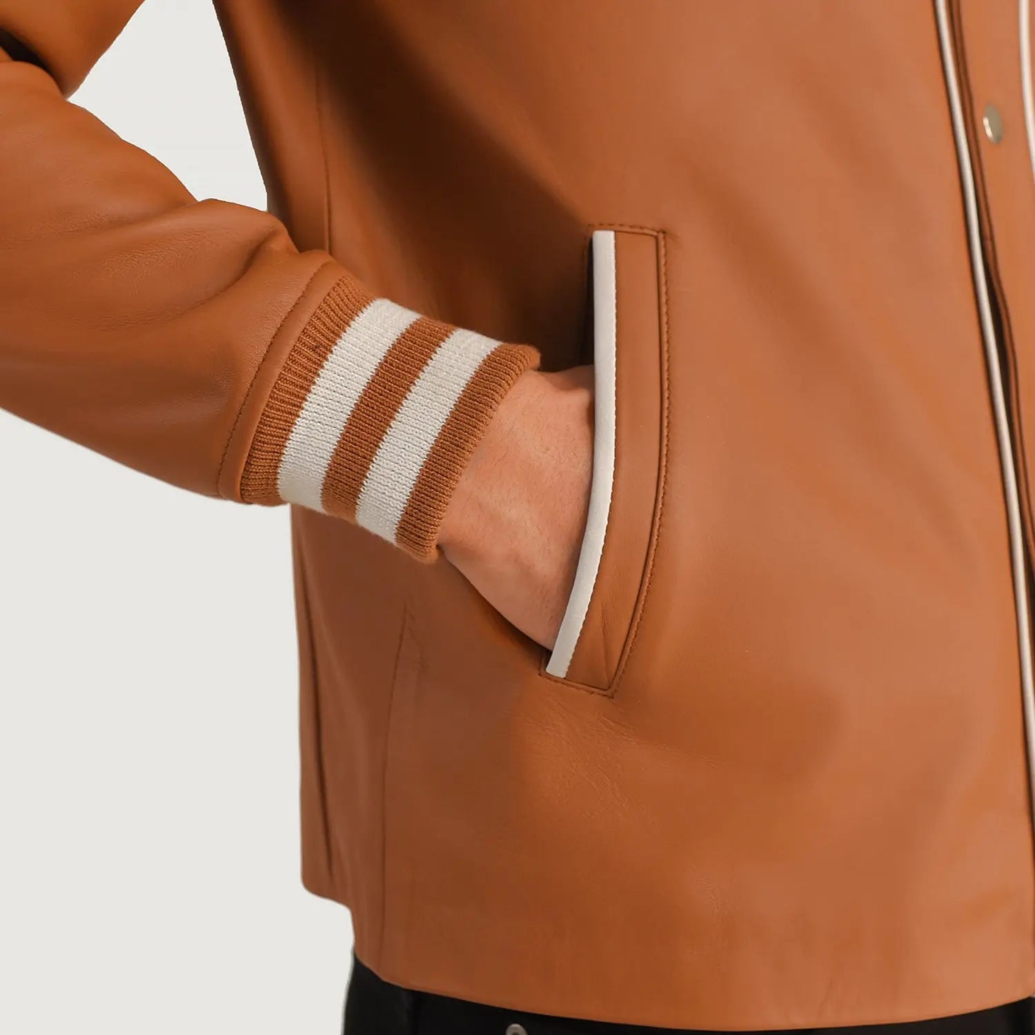 WBrown Leather Varsity Jacket Fashion Hipe