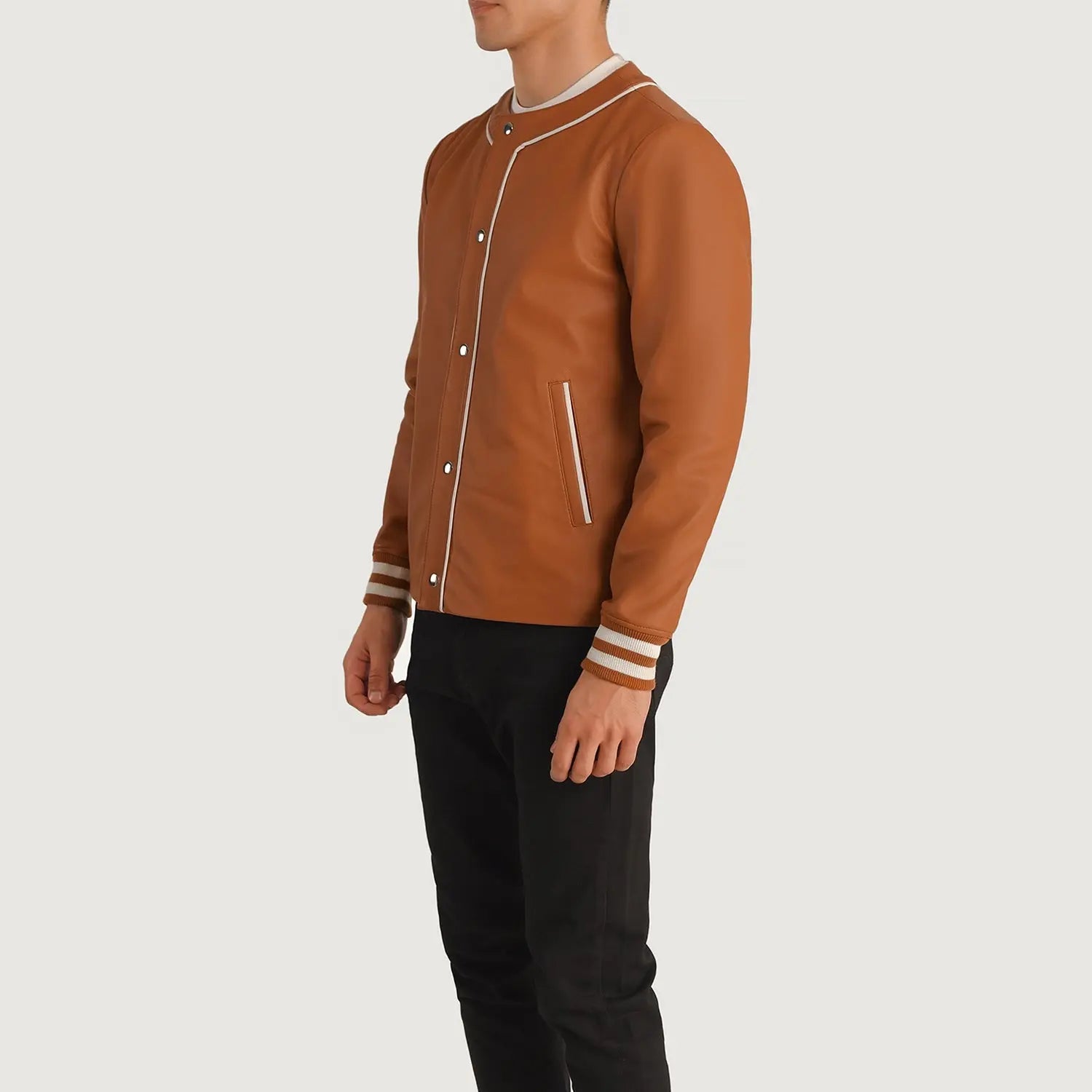 WBrown Leather Varsity Jacket Fashion Hipe