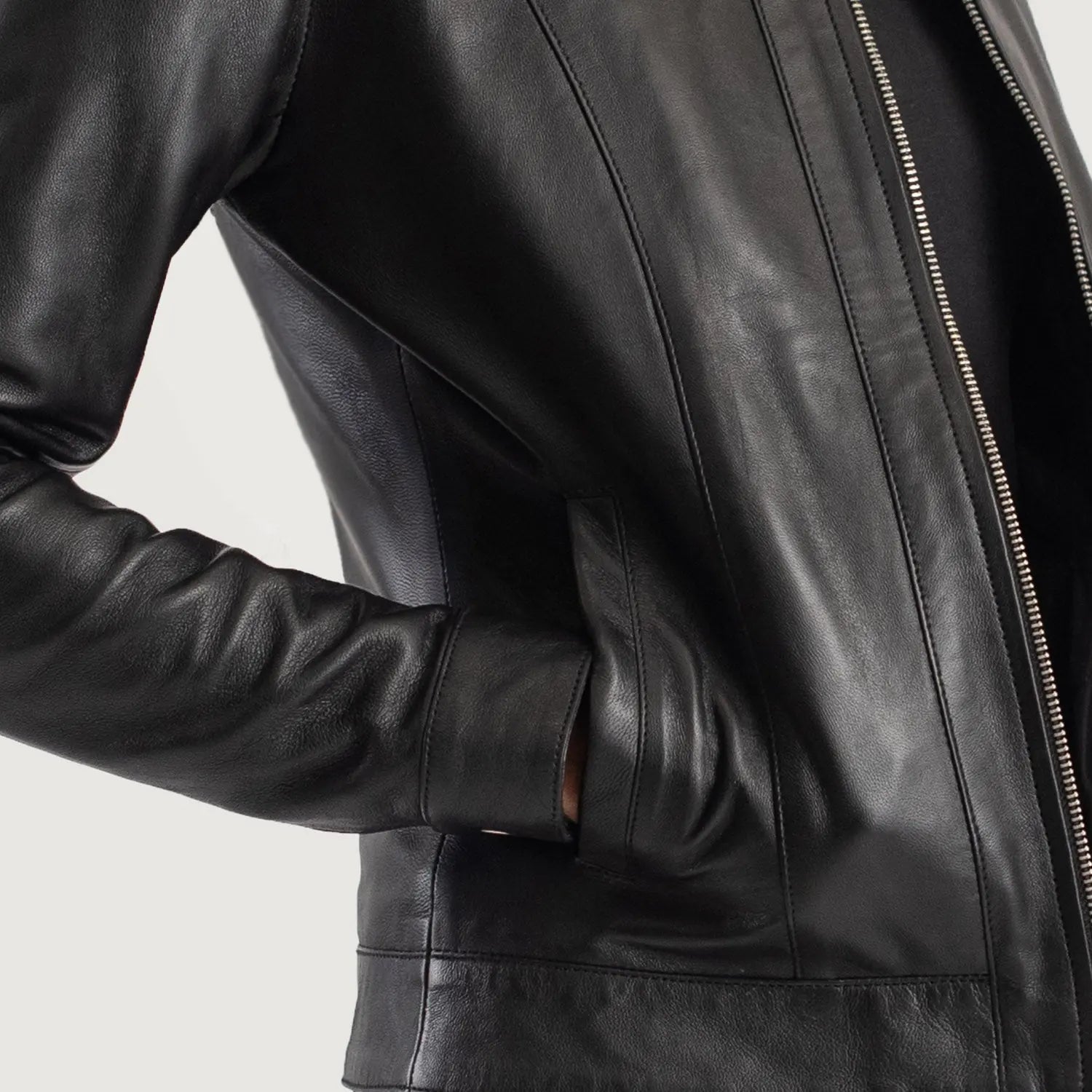 Women Black Classic Collar Leather Jacket Fashion Hipe