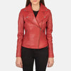 Women Red Flashback Leather Jacket Fashion Hipe